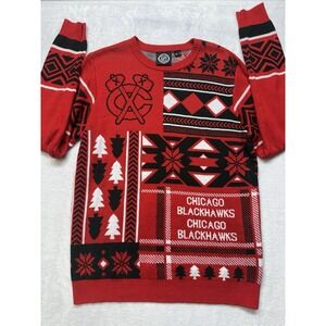 NHL Chicago Blackhawks Knit Sweater Men's Medium Holiday Pattern